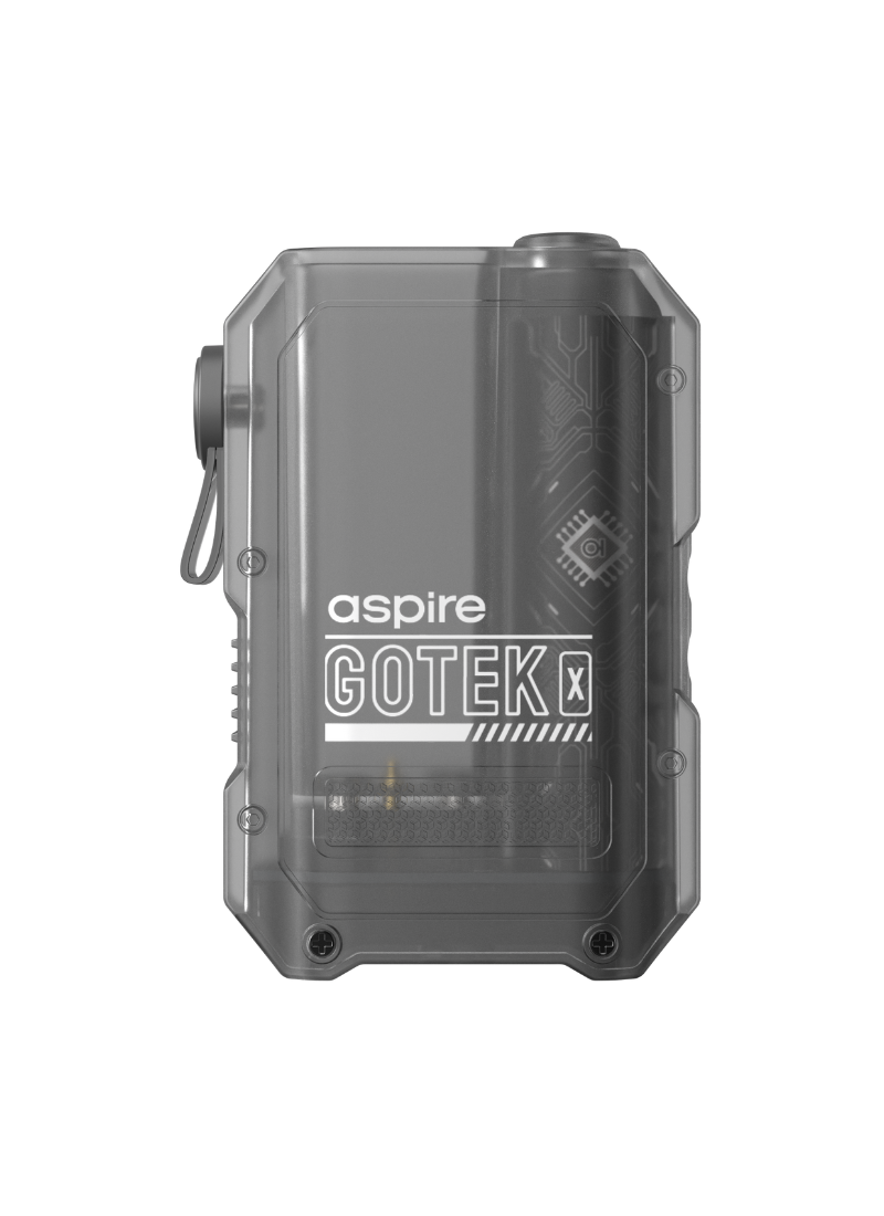 Aspire GoTek X Mod e-cigaretmod i gennemsigtig grå med indbygget batteri og USB C opladning