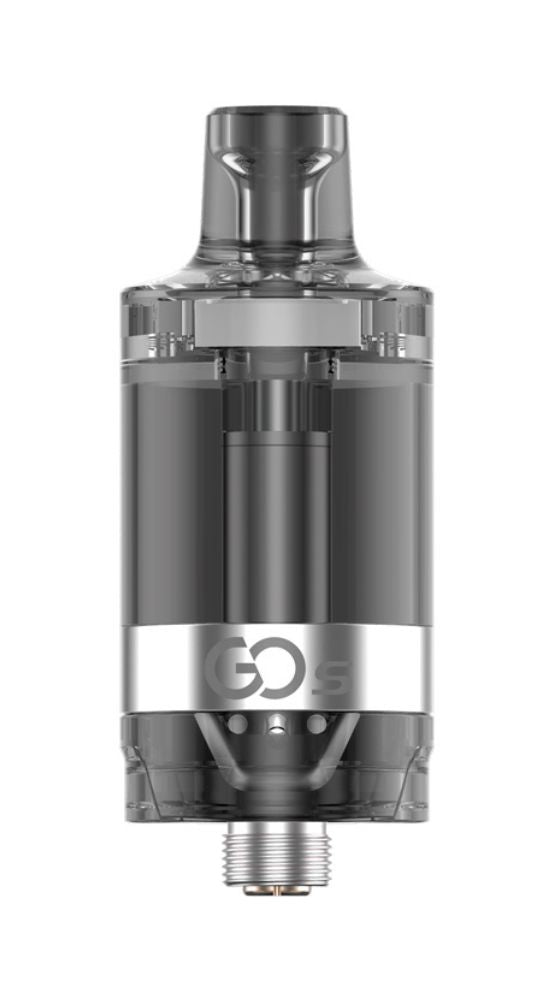 Innokin Go S Tank i sort gennemsigtigt design med Go S tankens runde top og metalfinish