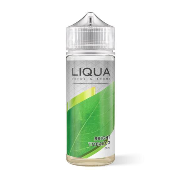 Liqua Bright Tobacco 24 ml e-væske i grøn og hvid flaske med tydelig etiket og hætte