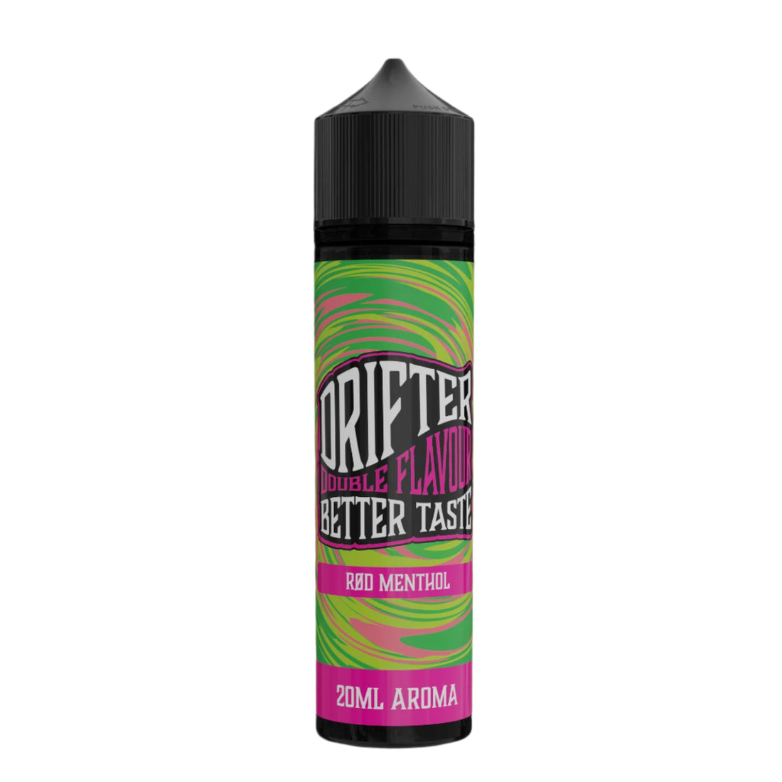 Drifter Rød Menthol 20ml aroma flaske i glas med mentholsmag og tydelig farvetikette