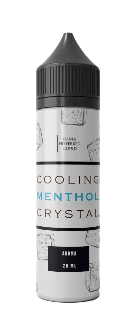 Danes Preferred Liquid Cooling Menthol Crystal 20 ml e-væske i hvid flaske med kølende mentolsmag og nikotinsalt