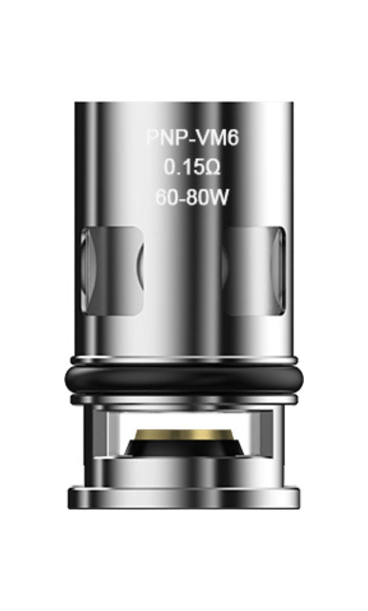 VooPoo PnP VM6 0.15 5 stk spole i sort og sølv metal med PNP VM6 mærkning