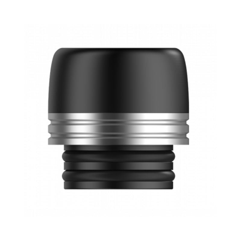 VooPoo 810 Drip Tip sort med mat overflade og metalring, tydelig gevinddel nederst