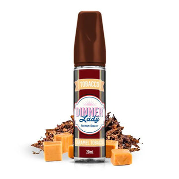 Dinner Lady Caramel Tobacco aroma på 20 ml omgivet af tobak og karamel