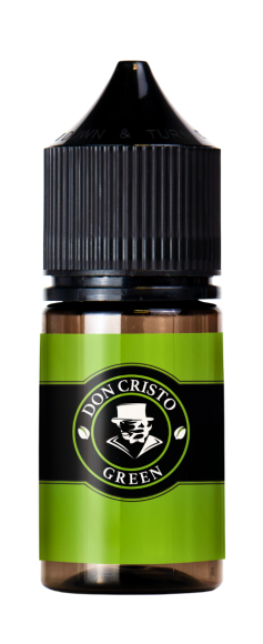 Don Cristo Green 30 ml 7030 e-væske i grøn flaske med gennemsigtigt glas og mørk dråbehætte