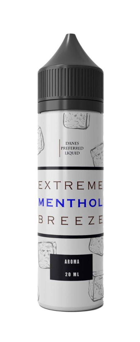 Danes Preferred Liquid Extreme Menthol Breeze 20 ml e væske med menthol aroma i hvid flaske med sort låg