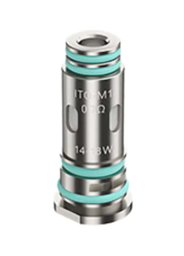 VooPoo ITO M1 0.7 5 stk. spole til damp i sølv med grønne ringe og 14 3 W markering