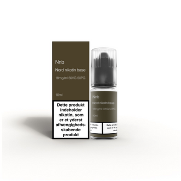 Nord Nikotin Base 18 mg 10 ml 50 50 nikotinbase med mørkebrun væske i flaske
