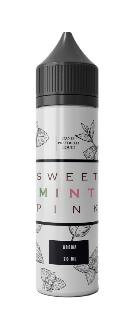 Danes Preferred Liquid Sweet Mint Pink 20 ML e-væske i hvid flaske med sweet mint tyggegummi eftersmag, 20 ml