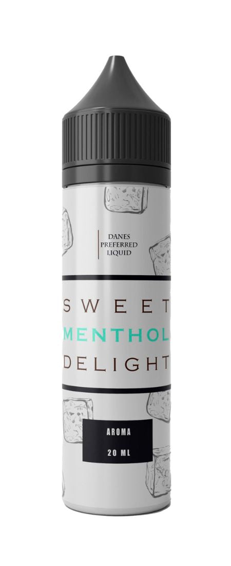 Danes Preferred Liquid Sweet Menthol Delight 20 ml e-væske i hvid og sort flaske med mentol sød smag