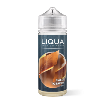 LIQUA Sweet Tobacco 24 ml e-væske i flaske med blå etiket og væskeformet aroma til 18 plus