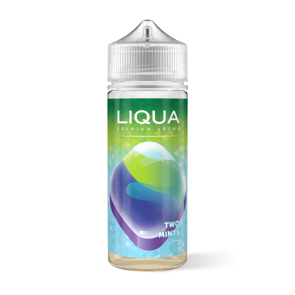 Liqua Two Mints 24 ml smagsflaske i grøn og blå farver med 24 ml aromaindhold