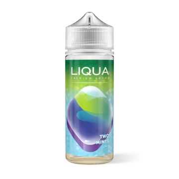 Liqua Two Mints 24 ml smagsflaske i grøn og blå farver med 24 ml aromaindhold