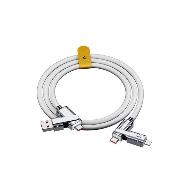 USB kabel i grå med guldrem og formstøbte stik, 1 meter længde til opladning og dataoverførsel