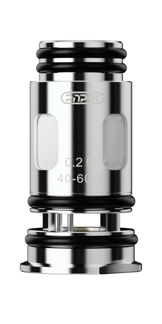 VOOPOO PnP X Coil 0.2 5 PCS dampkøler i sølvmetal med synlige 0,2 ohm og 40 til 60 W