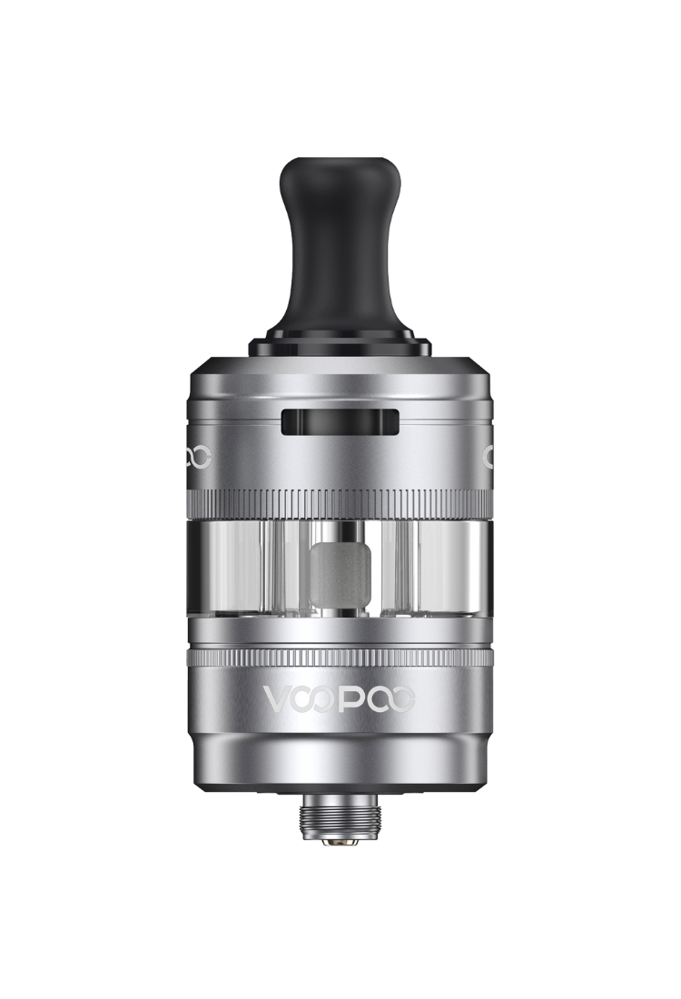 VooPoo PnP X pod Tank MTL sølvfarvet podtank med sølvmetal og synligt mundstykke