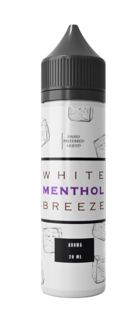 Danes Preferred Liquid White Menthol Breeze 20 ml e-væske i hvid flaske med mentol breeze aroma og 20 ml