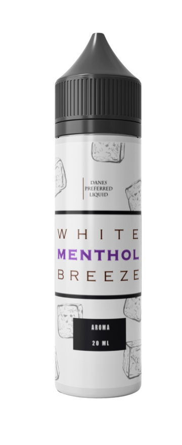 Danes Preferred Liquid White Menthol Breeze 20 ml e-væske i hvid flaske med mentol breeze aroma og 20 ml